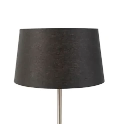 QAZQA Moderne tafellamp staal met zwarte kap 35 cm - Simplo