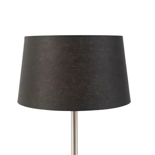 QAZQA Moderne tafellamp staal met zwarte kap 35 cm - Simplo