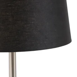 QAZQA Moderne tafellamp staal met zwarte kap 35 cm - Simplo