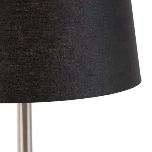 QAZQA Moderne tafellamp staal met zwarte kap 35 cm - Simplo