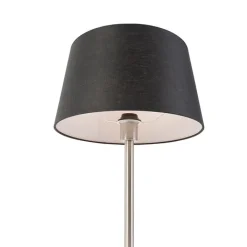 QAZQA Moderne tafellamp staal met zwarte kap 35 cm - Simplo