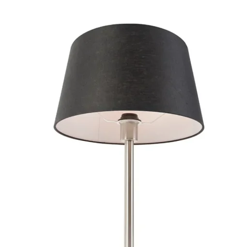 QAZQA Moderne tafellamp staal met zwarte kap 35 cm - Simplo