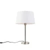 QAZQA Moderne tafellamp staal met witte kap 32 cm - Simplo