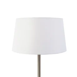 QAZQA Moderne tafellamp staal met witte kap 32 cm - Simplo