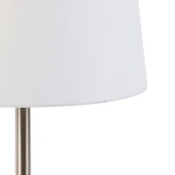 QAZQA Moderne tafellamp staal met witte kap 32 cm - Simplo