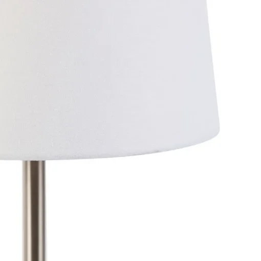 QAZQA Moderne tafellamp staal met witte kap 32 cm - Simplo