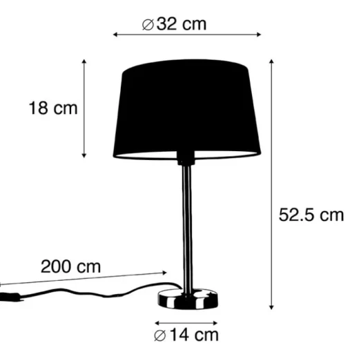 QAZQA Moderne tafellamp staal met witte kap 32 cm - Simplo