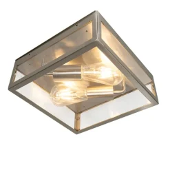 QAZQA Moderne vierkante buiten plafondlamp staal 2-lichts - Rotterdam