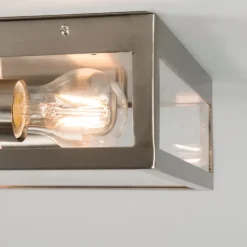 QAZQA Moderne vierkante buiten plafondlamp staal 2-lichts - Rotterdam