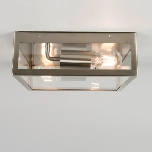 QAZQA Moderne vierkante buiten plafondlamp staal 2-lichts - Rotterdam