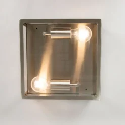 QAZQA Moderne vierkante buiten plafondlamp staal 2-lichts - Rotterdam