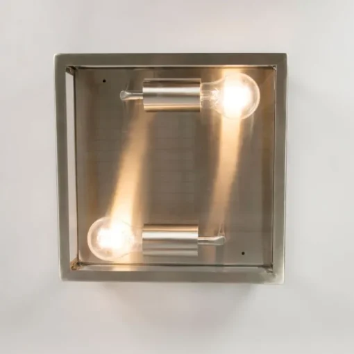 QAZQA Moderne vierkante buiten plafondlamp staal 2-lichts - Rotterdam
