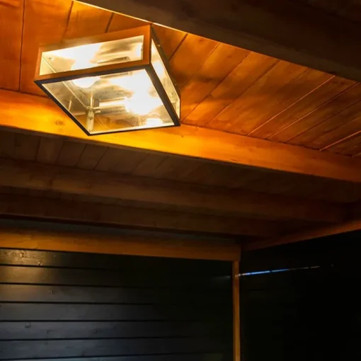 QAZQA Moderne vierkante buiten plafondlamp staal 2-lichts - Rotterdam