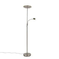 QAZQA Moderne vloerlamp staal incl. LED dimbaar met leesarm - Strela