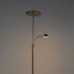 QAZQA Moderne vloerlamp staal incl. LED dimbaar met leesarm - Strela