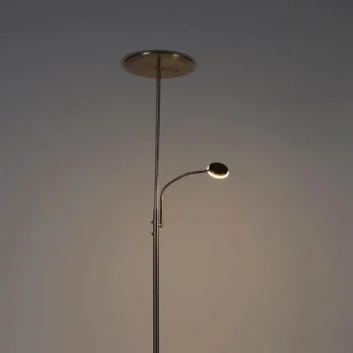 QAZQA Moderne vloerlamp staal incl. LED dimbaar met leesarm - Strela