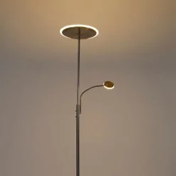 QAZQA Moderne vloerlamp staal incl. LED dimbaar met leesarm - Strela