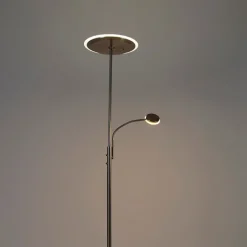 QAZQA Moderne vloerlamp staal incl. LED dimbaar met leesarm - Strela