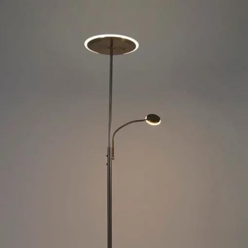 QAZQA Moderne vloerlamp staal incl. LED dimbaar met leesarm - Strela