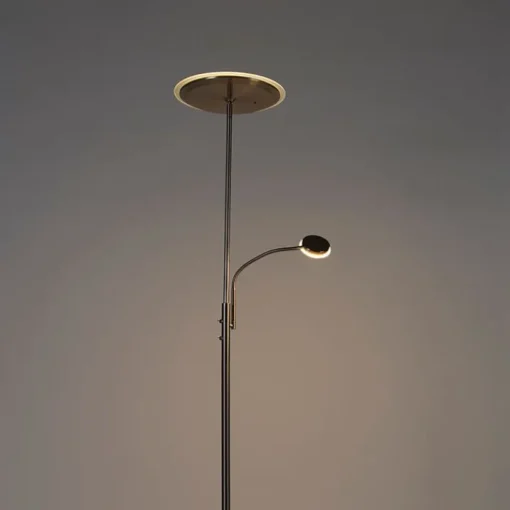 QAZQA Moderne vloerlamp staal incl. LED dimbaar met leesarm - Strela
