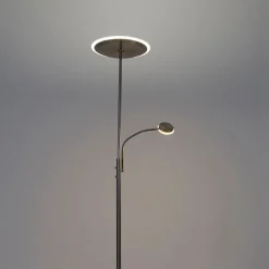 QAZQA Moderne vloerlamp staal incl. LED dimbaar met leesarm - Strela