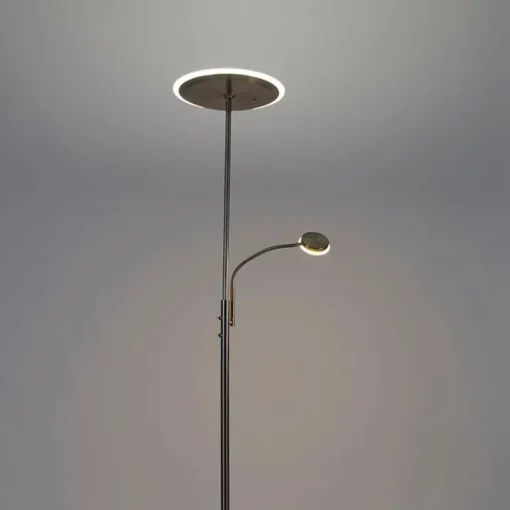 QAZQA Moderne vloerlamp staal incl. LED dimbaar met leesarm - Strela