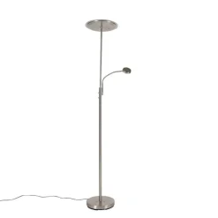 QAZQA Moderne vloerlamp staal incl. LED dimbaar met leesarm - Strela