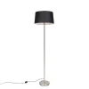 QAZQA Moderne vloerlamp staal met zwarte kap 45 cm - Simplo