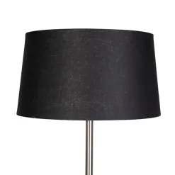 QAZQA Moderne vloerlamp staal met zwarte kap 45 cm - Simplo