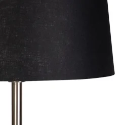 QAZQA Moderne vloerlamp staal met zwarte kap 45 cm - Simplo