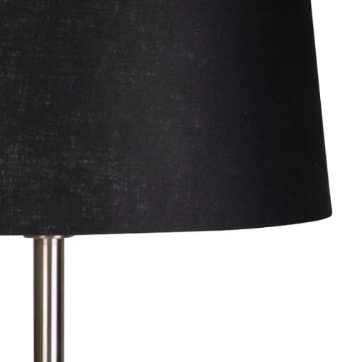 QAZQA Moderne vloerlamp staal met zwarte kap 45 cm - Simplo