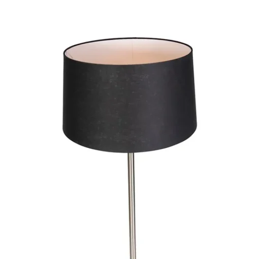 QAZQA Moderne vloerlamp staal met zwarte kap 45 cm - Simplo