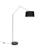 QAZQA Moderne vloerlamp staal met kap zwart linnen 45 cm - Editor