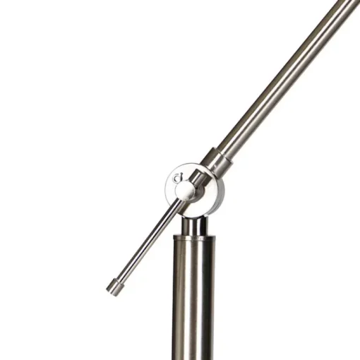 QAZQA Moderne vloerlamp staal met kap zwart linnen 45 cm - Editor