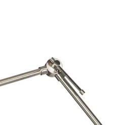 QAZQA Moderne vloerlamp staal met kap zwart linnen 45 cm - Editor