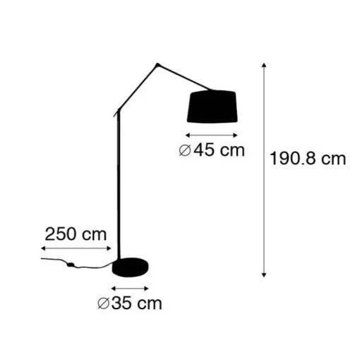 QAZQA Moderne vloerlamp staal met kap zwart linnen 45 cm - Editor