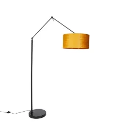 QAZQA Moderne vloerlamp zwart met kap goud 50 cm - Editor