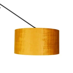 QAZQA Moderne vloerlamp zwart met kap goud 50 cm - Editor