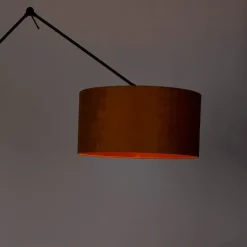 QAZQA Moderne vloerlamp zwart met kap goud 50 cm - Editor