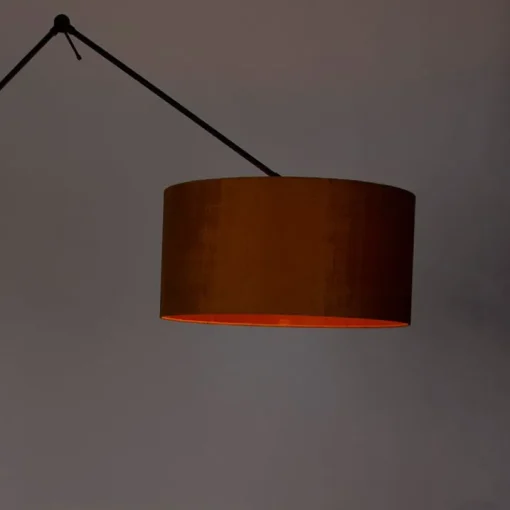 QAZQA Moderne vloerlamp zwart met kap goud 50 cm - Editor