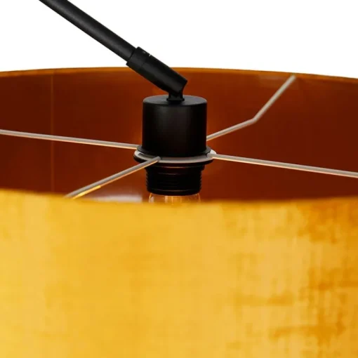 QAZQA Moderne vloerlamp zwart met kap goud 50 cm - Editor