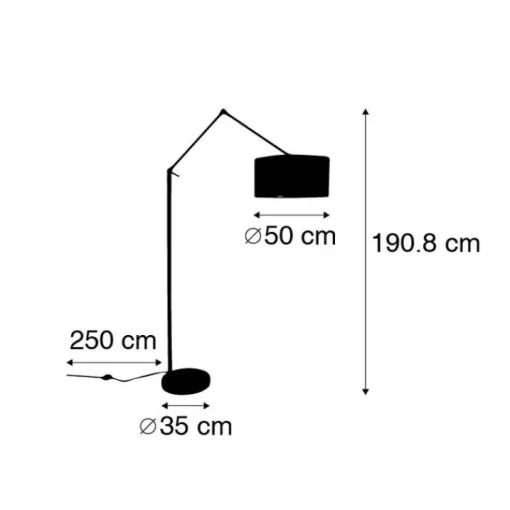 QAZQA Moderne vloerlamp zwart met kap goud 50 cm - Editor