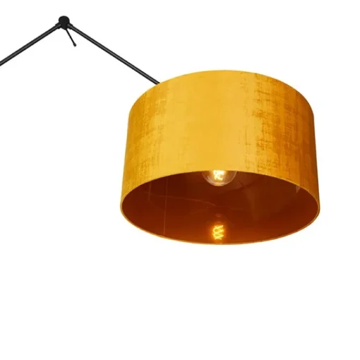 QAZQA Moderne vloerlamp zwart met kap goud 50 cm - Editor
