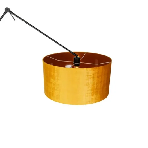 QAZQA Moderne vloerlamp zwart met kap goud 50 cm - Editor