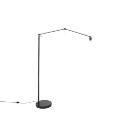 QAZQA Moderne vloerlamp zwart met kap goud 50 cm - Editor