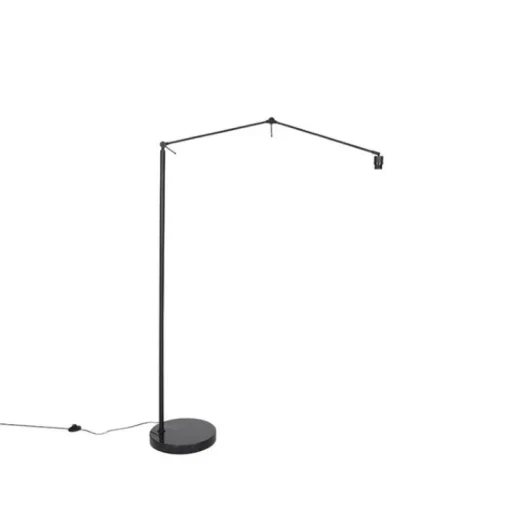 QAZQA Moderne vloerlamp zwart met kap goud 50 cm - Editor