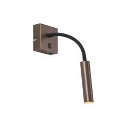 QAZQA Moderne wandlamp brons met USB-C - Gosna