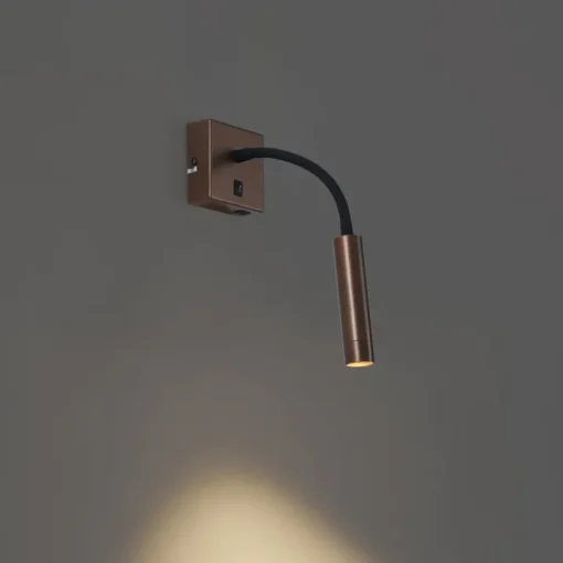 QAZQA Moderne wandlamp brons met USB-C - Gosna