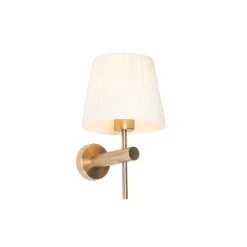 QAZQA Moderne wandlamp brons met witte kap - Pluk