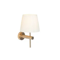 QAZQA Moderne wandlamp brons met witte kap - Pluk